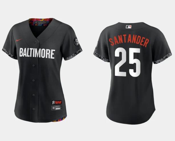 Women's Black Baltimore Orioles #25 Anthony Santander 2023 City Connect Stitched Baseball Jersey(Run Small)